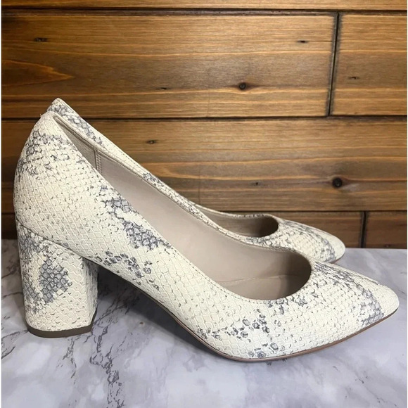 Cole Haan woman’s Karena Chalk Python Print Leather Block Heel Pump size 6B - Picture 1 of 7